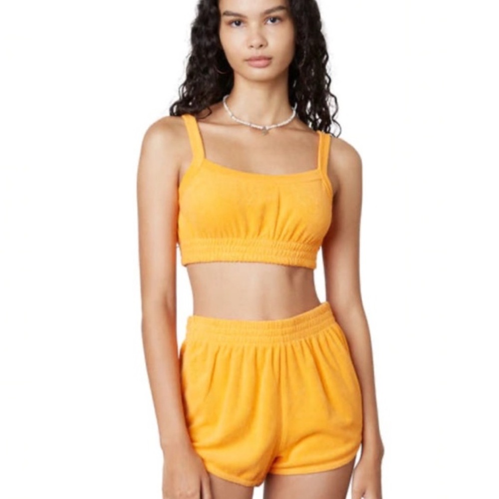 Orange Women's Crop Top and Shorts